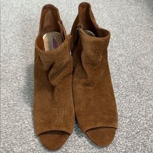 Jessica Simpson Chestnut Suede Peep-Toe Booties